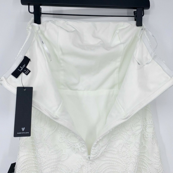 Lulus Dress Womens Small White Got Your Attention Embroidered Strapless Bodycon - Picture 9 of 11
